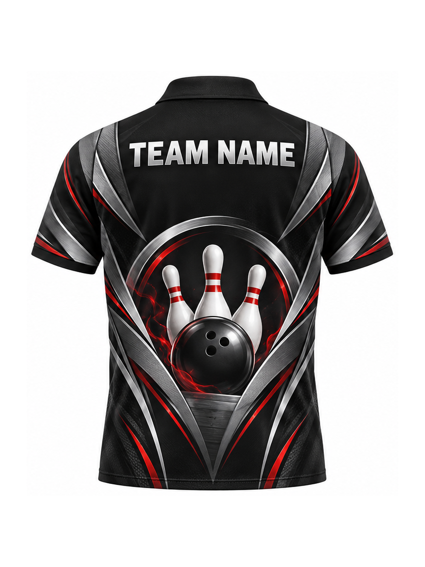 Graphite Ember Chevronflow custom Bowling team shirt - back team name preview