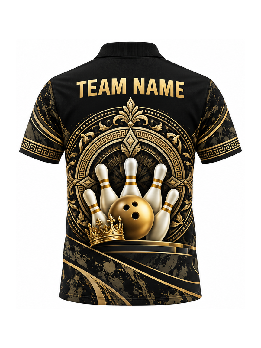 Gilded Rosette Court custom Bowling team shirt - back team name preview