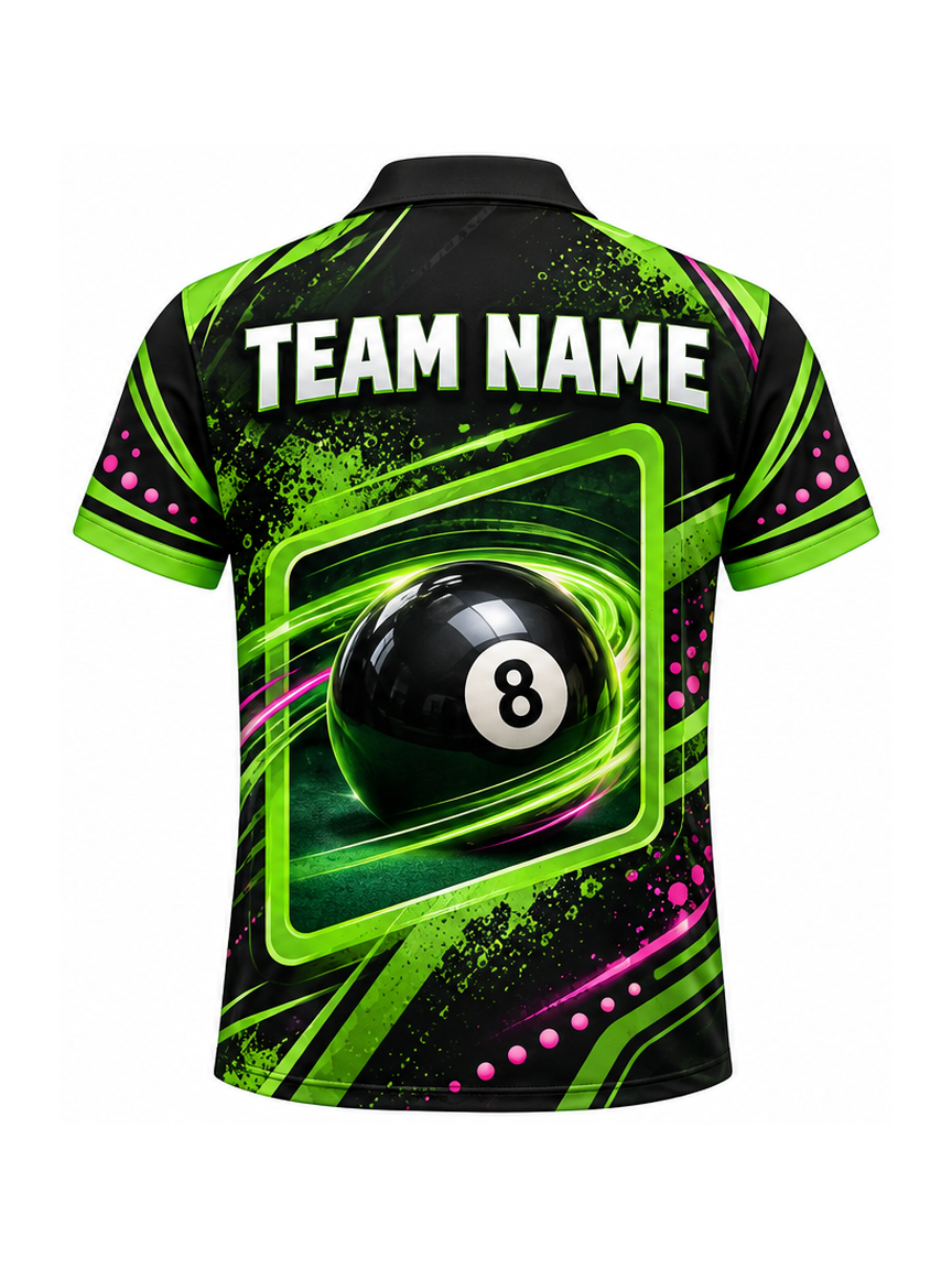 Lime Pop Circuit custom Billiards team shirt - back team name preview