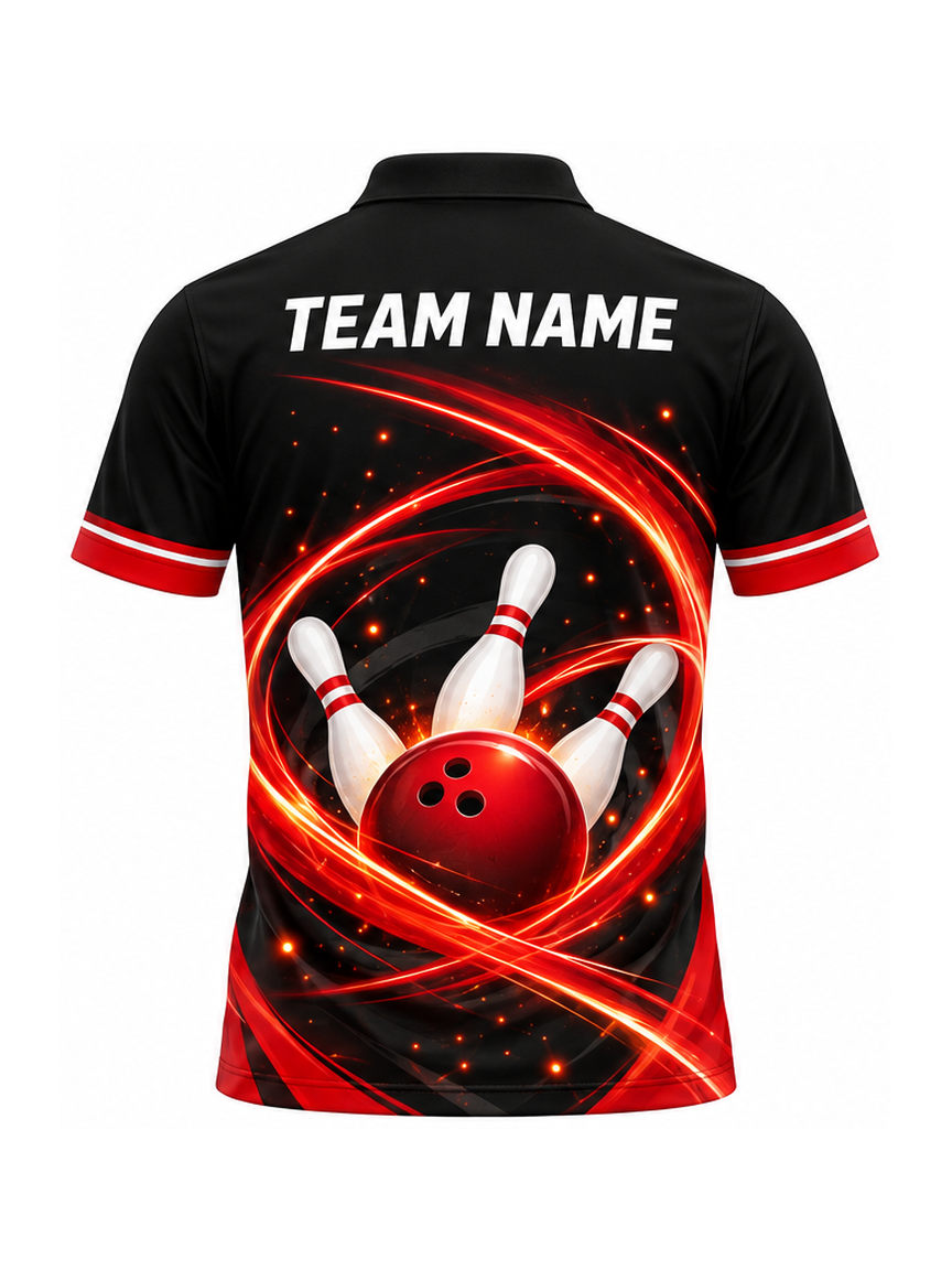 Scarlet Comet Loops custom Bowling team shirt - back team name preview
