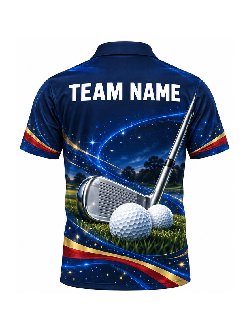 Azure Heritage Flight custom Golf team shirt - back team name preview