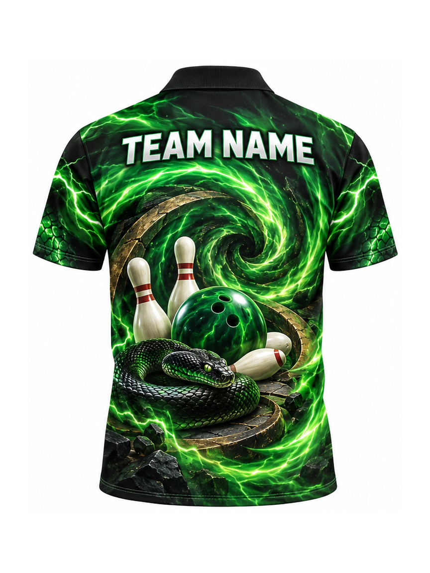 Emerald Viper Vortex custom Bowling team shirt - back team name preview