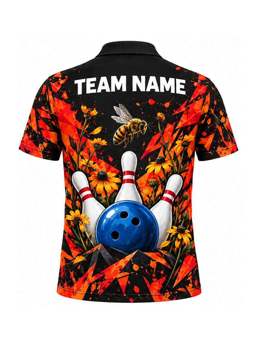 Bee Vermilion Canopy custom Bowling team shirt - back team name preview