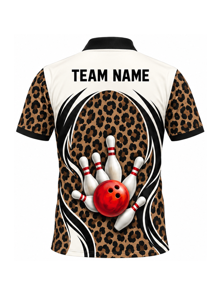 Ivory Leopard Current custom Bowling team shirt - back team name preview