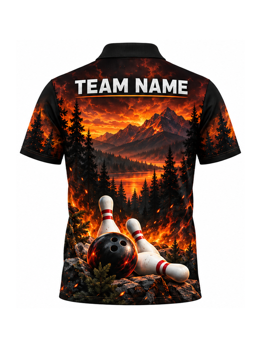 Wolf Ember Forest custom Bowling team shirt - back team name preview