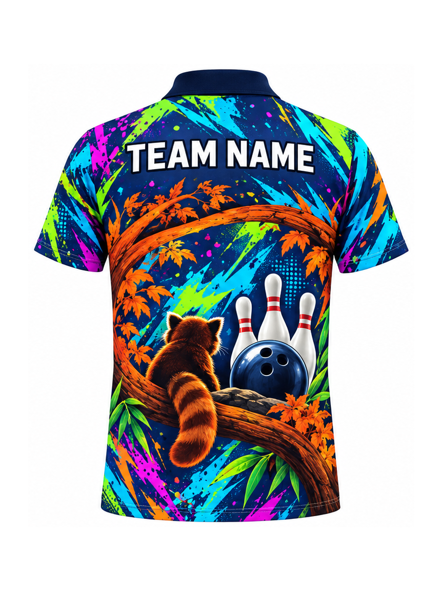 Red Panda Mural Grove custom Bowling team shirt - back team name preview