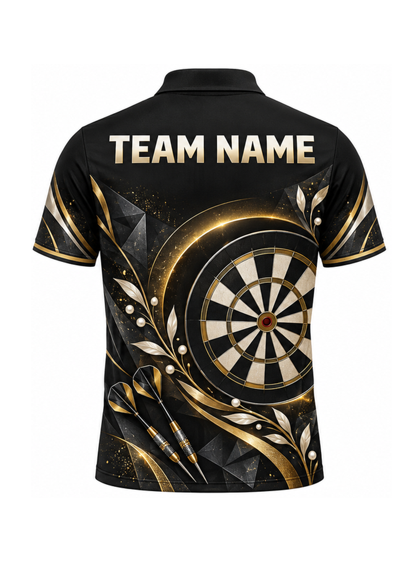 Pearl Gold Eclipse Branches custom Darts team shirt - back team name preview