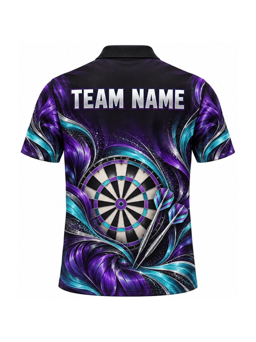 Violet Rosette Cascade custom Darts team shirt - back team name preview