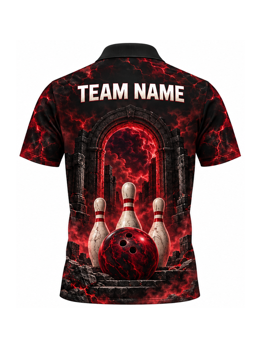 Ruby Skull Stormgate custom Bowling team shirt - back team name preview
