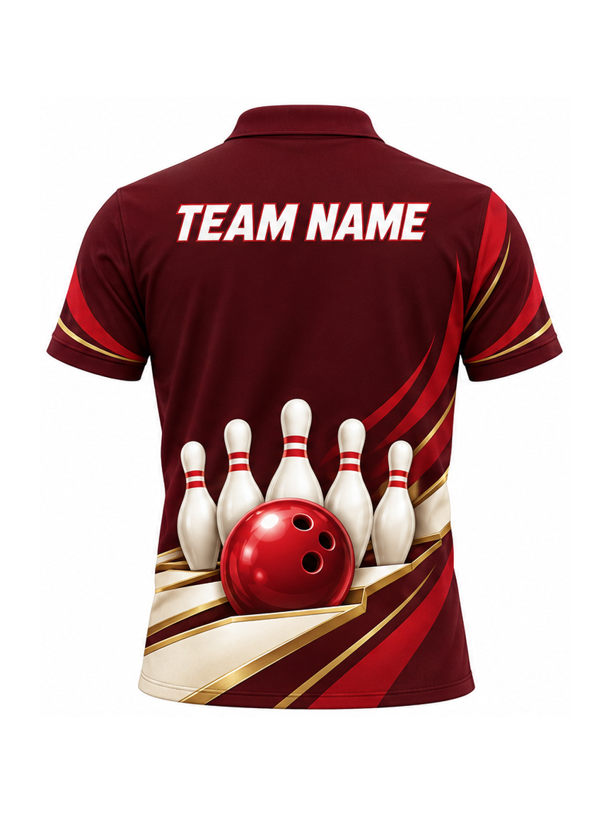 Maroon Ivory Ascension custom Bowling team shirt - back team name preview