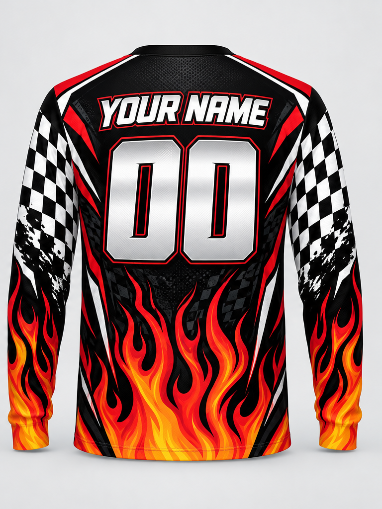 Inferno Checks Custom Dirt Bike Jersey - back view