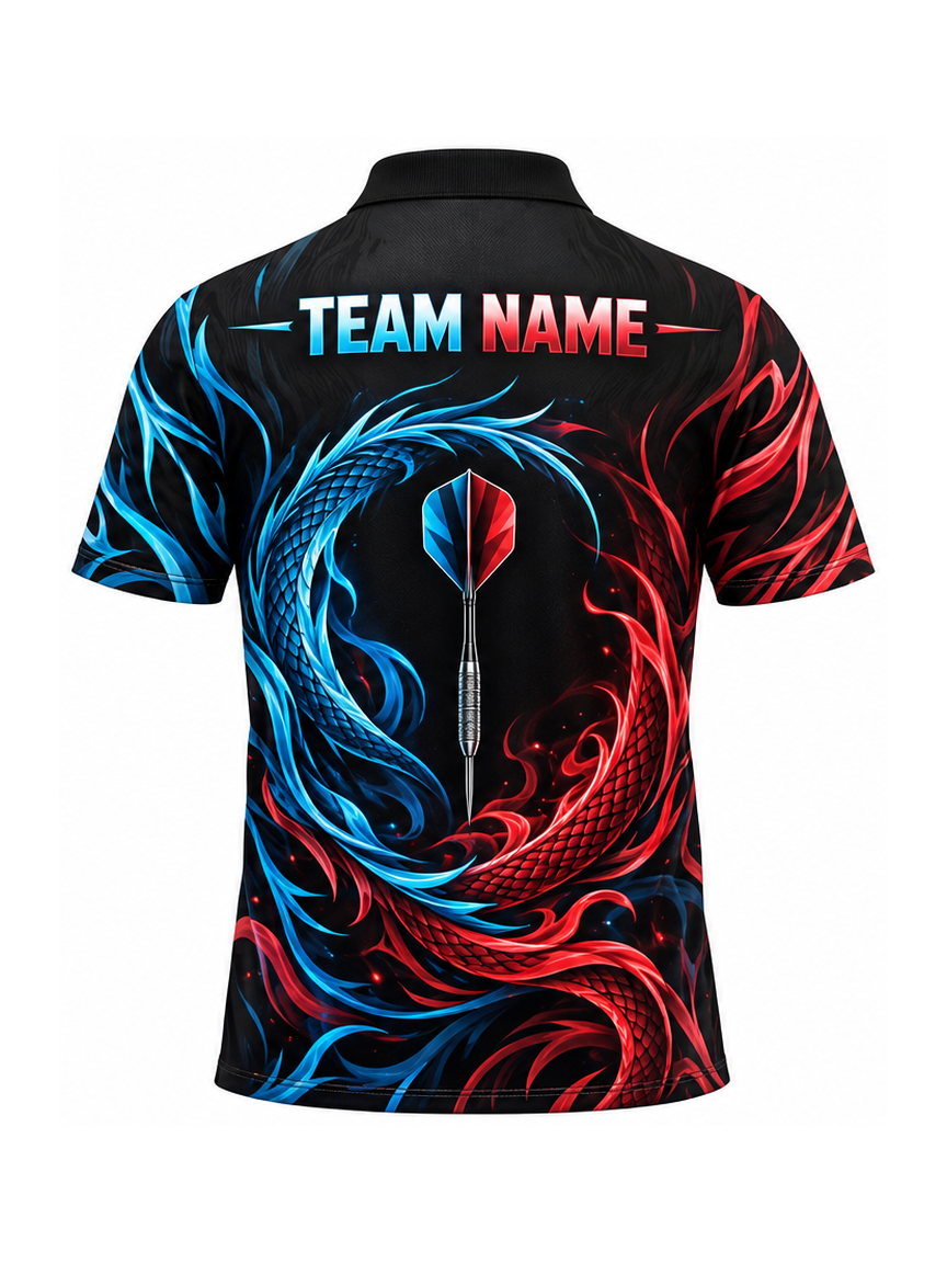 Dual Element Drakes custom Darts team shirt - back team name preview