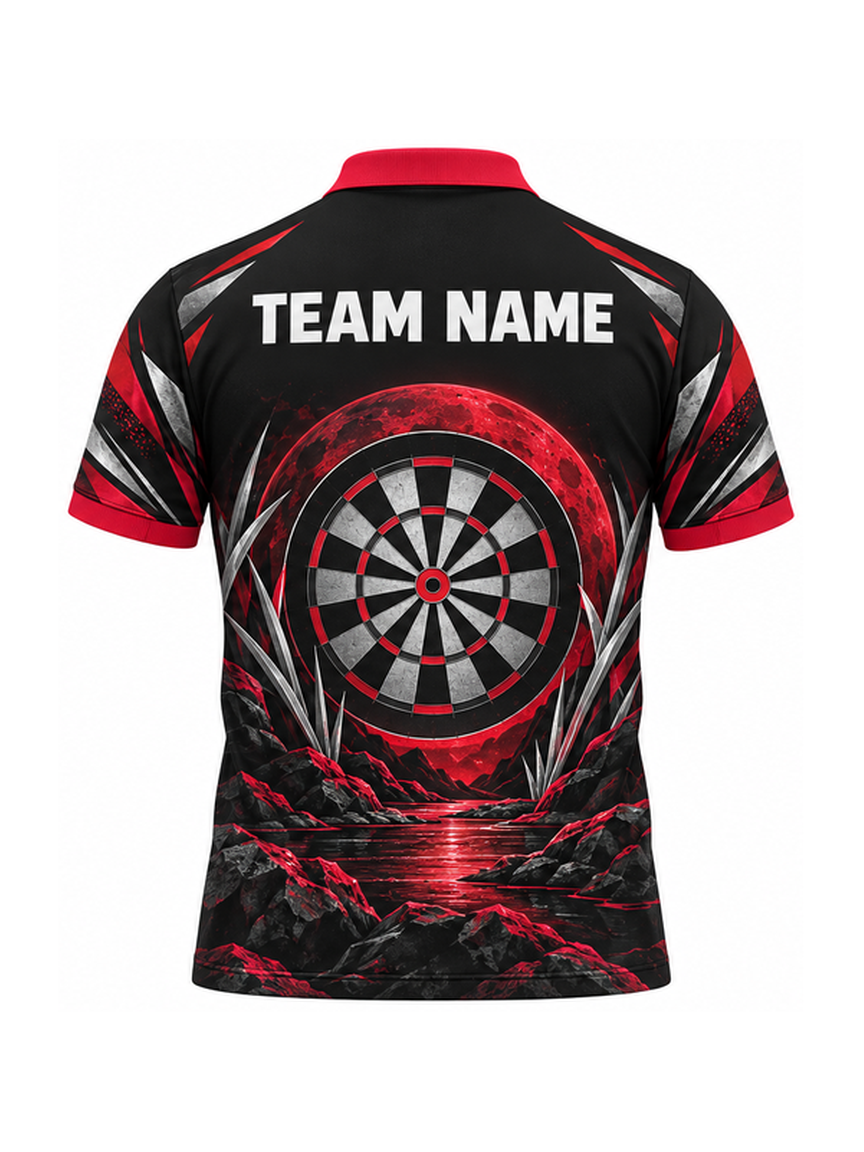 Bull Crimson Moonplates custom Darts team shirt - back team name preview