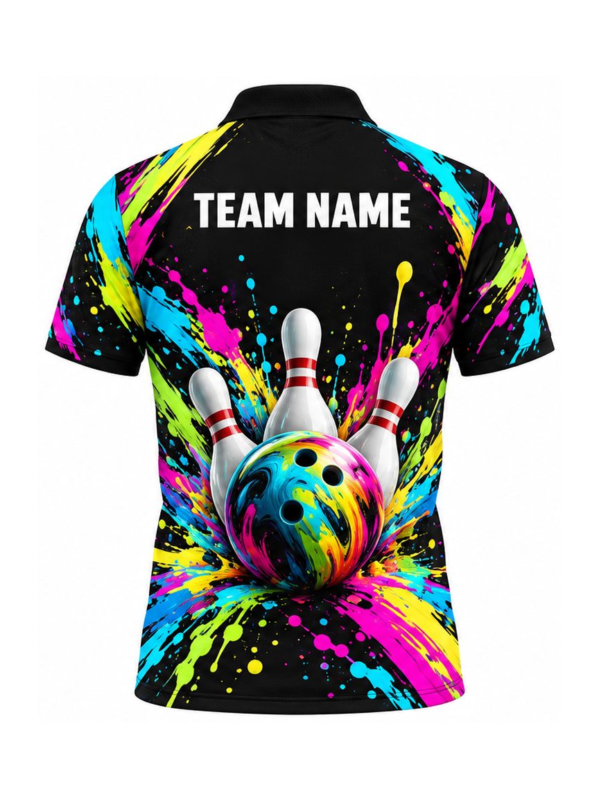 Chromatic Brush Cascade custom Bowling team shirt - back team name preview