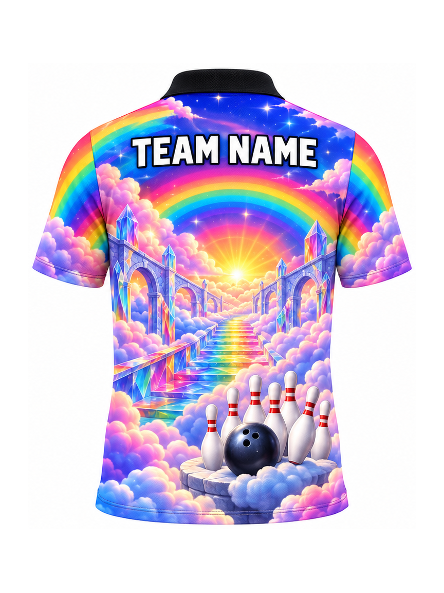 Prism Cloud Unicorn custom Bowling team shirt - back team name preview