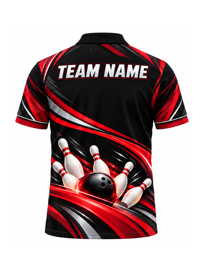 Crimson Impact Alley custom Bowling team shirt - back team name preview