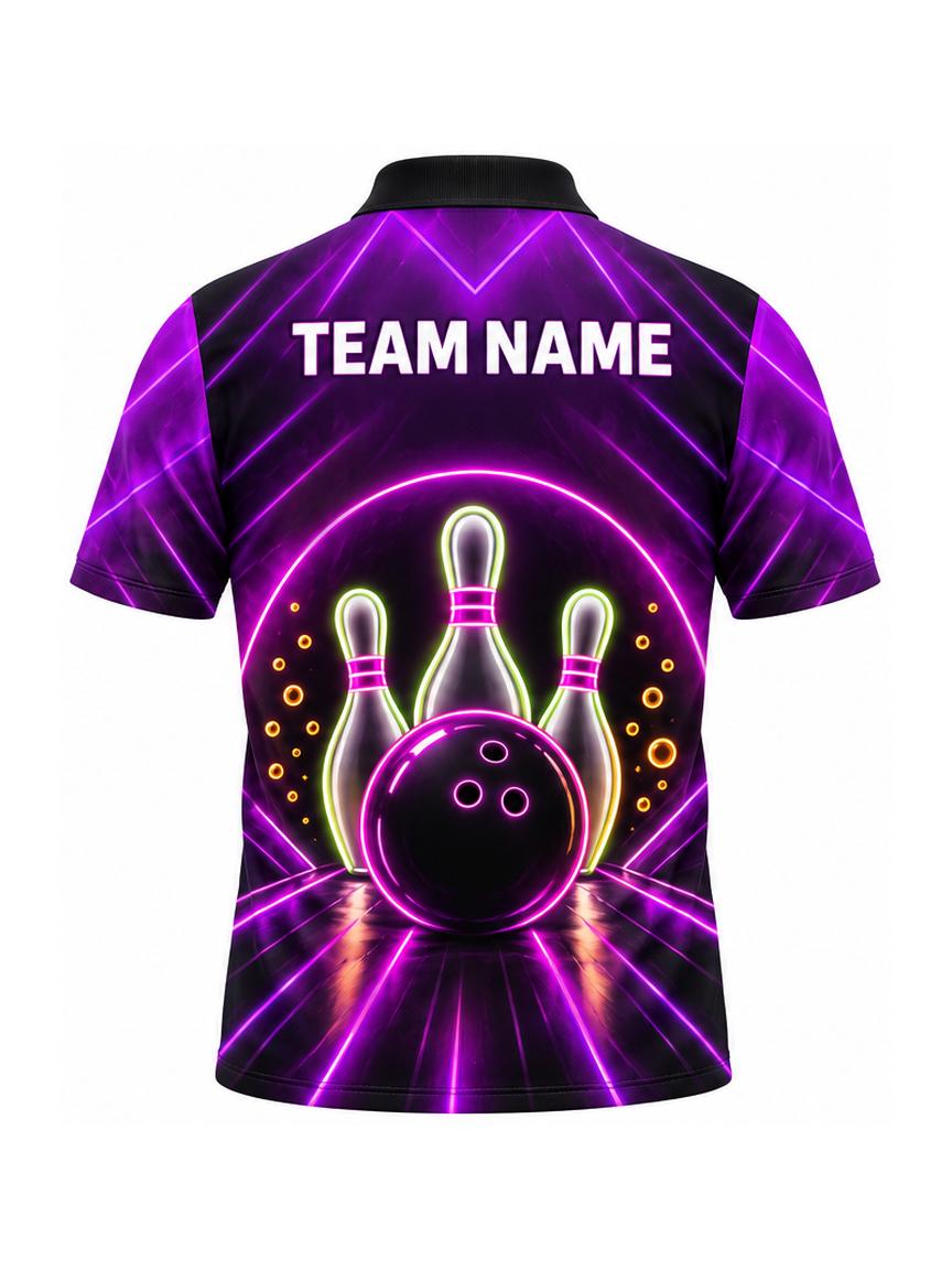 Violet Lounge Outline custom Bowling team shirt - back team name preview