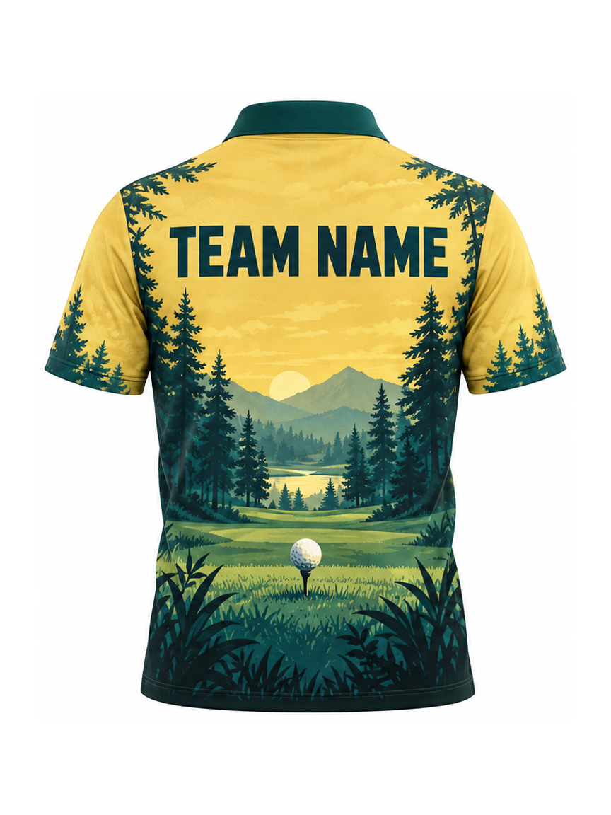Golden Forest Caddie custom Golf team shirt - back team name preview