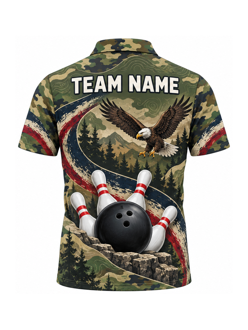 Olive Eagle Field custom Bowling team shirt - back team name preview