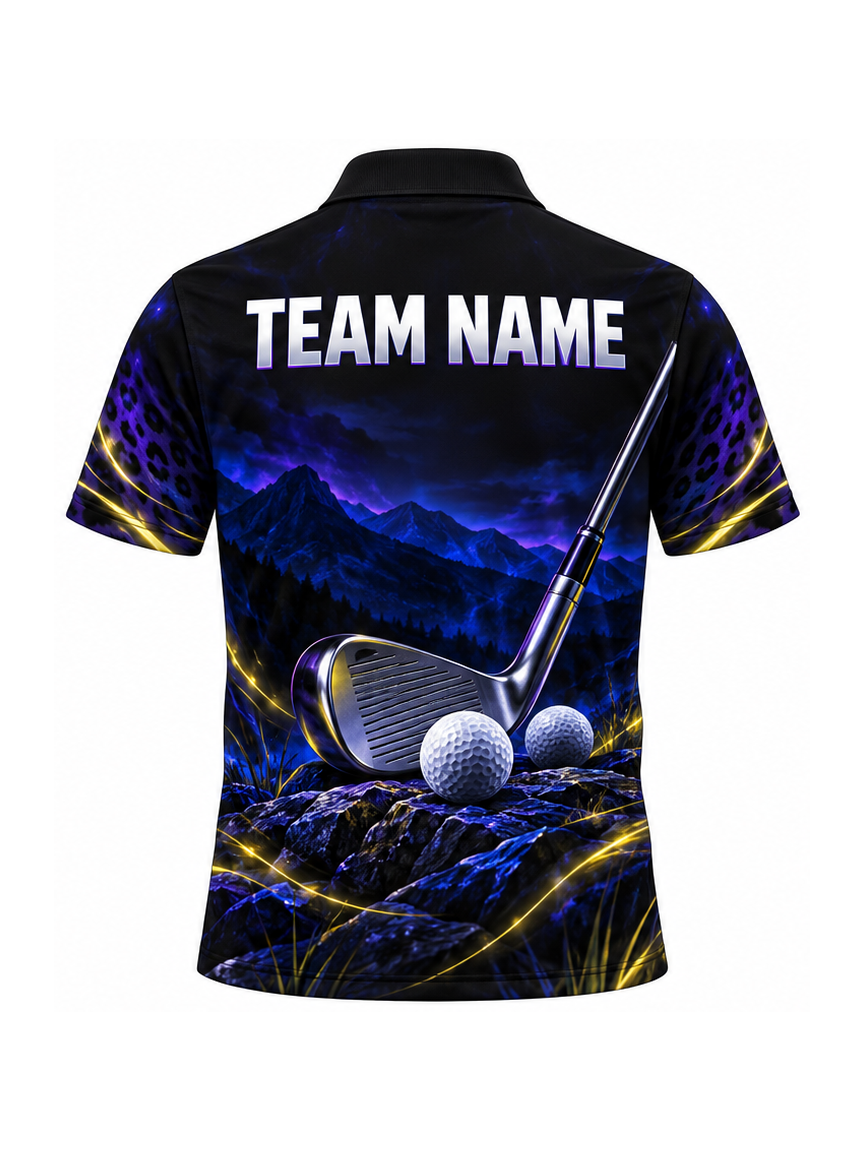 Violet Leopard Current custom Golf team shirt - back team name preview