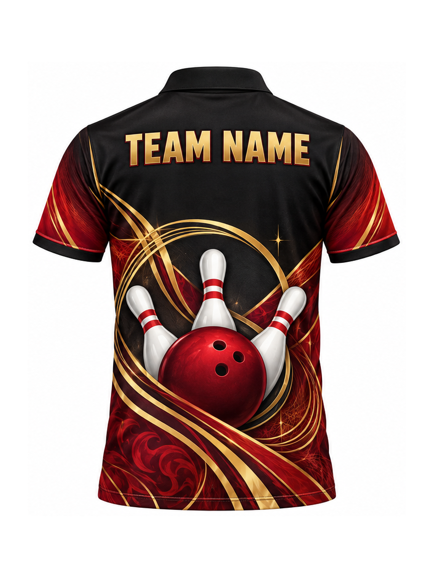Crimson Rosette Circuit custom Bowling team shirt - back team name preview