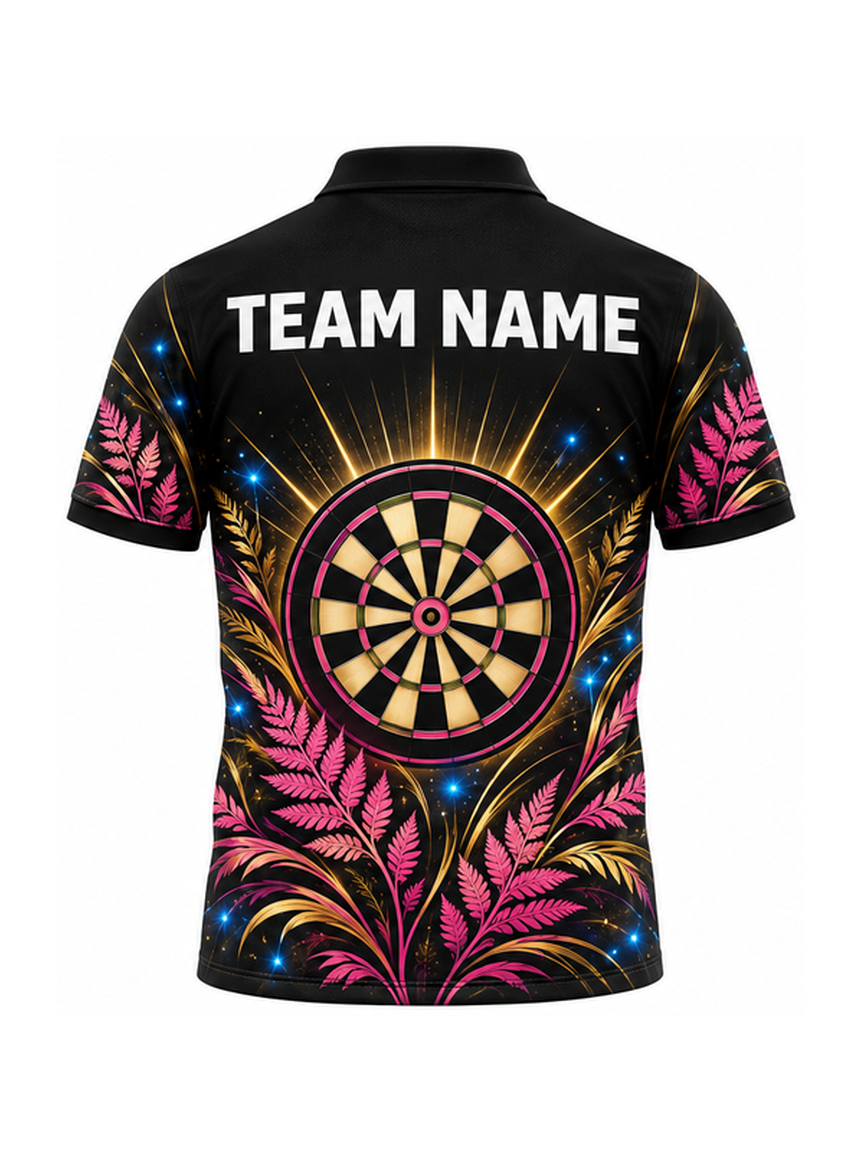 Golden Dawn Pink Ferns custom Darts team shirt - back team name preview