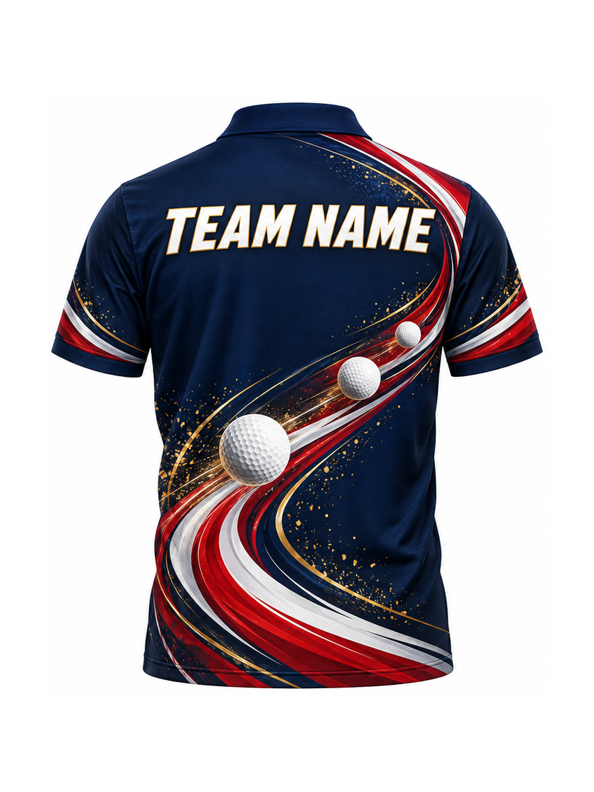 Liberty Comet Green custom Golf team shirt - back team name preview