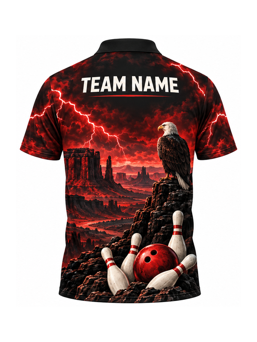 Scarlet Eagle Thunder Mesa custom Bowling team shirt - back team name preview