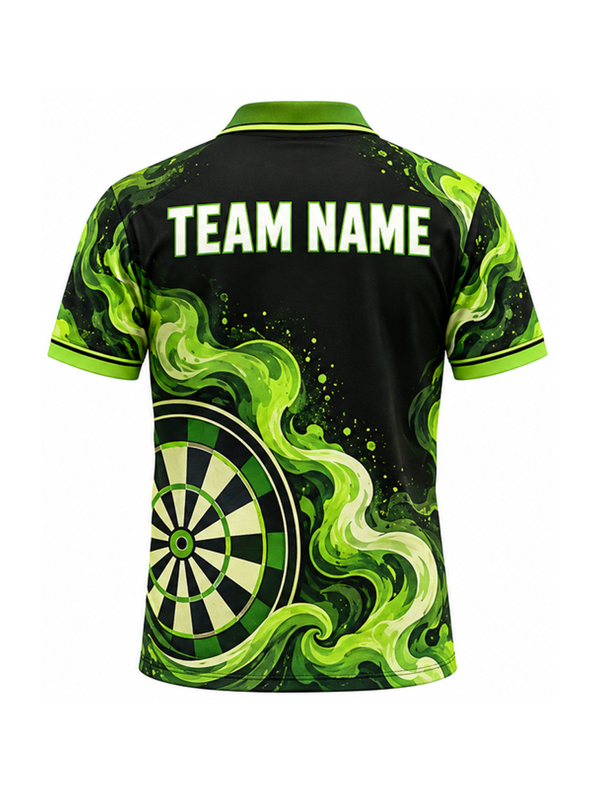 Lime Patchwork Flight custom Darts team shirt - back team name preview