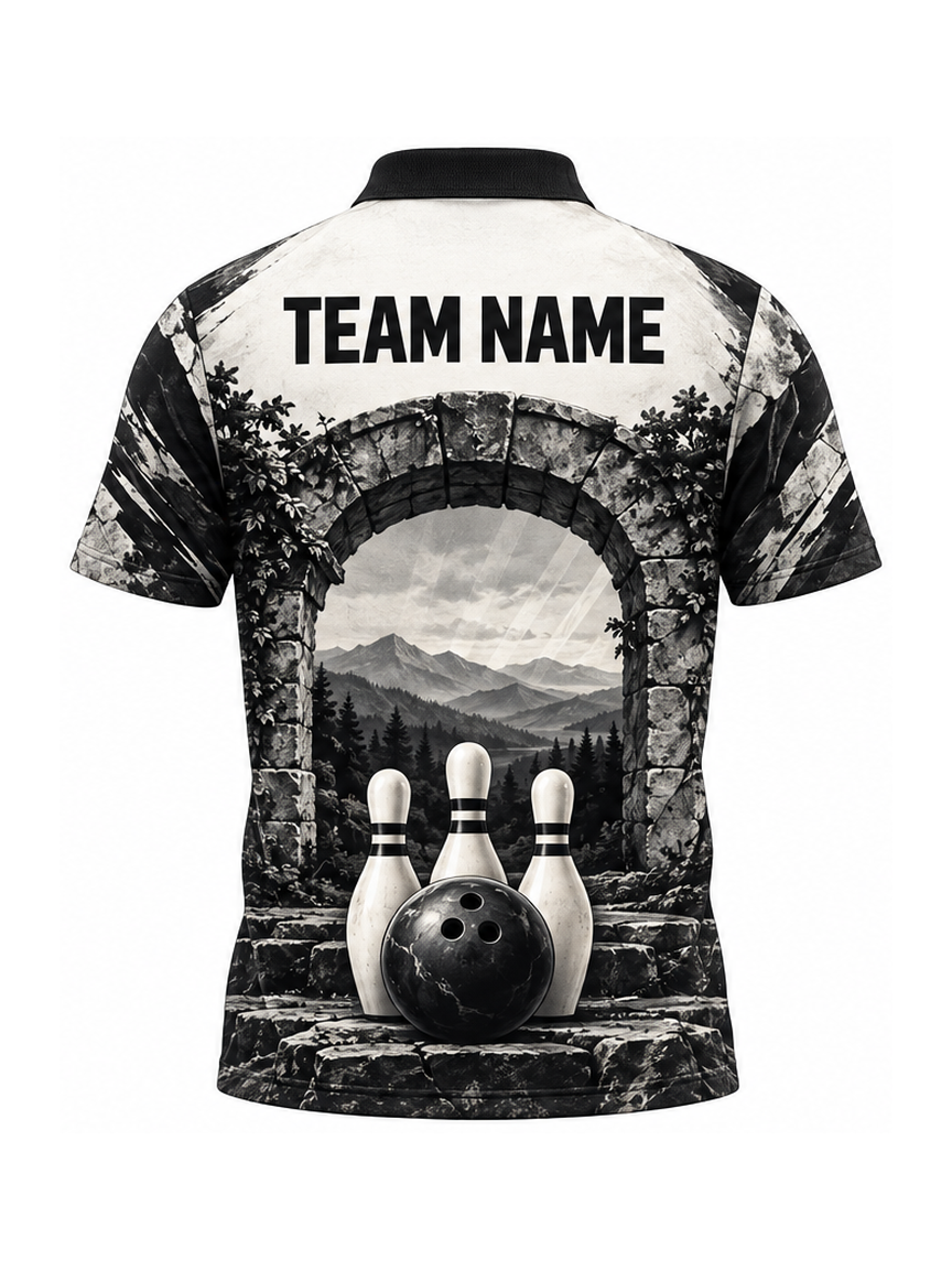 Charcoal Lion Stonechapel custom Bowling team shirt - back team name preview