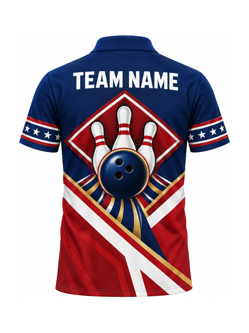 Heritage Chevron Current custom Bowling team shirt - back team name preview
