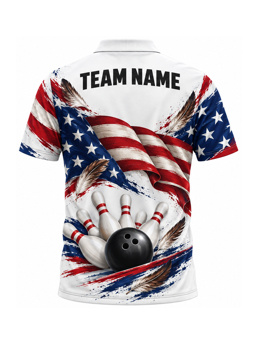 Ivory Eagle Banner custom Bowling team shirt - back team name preview