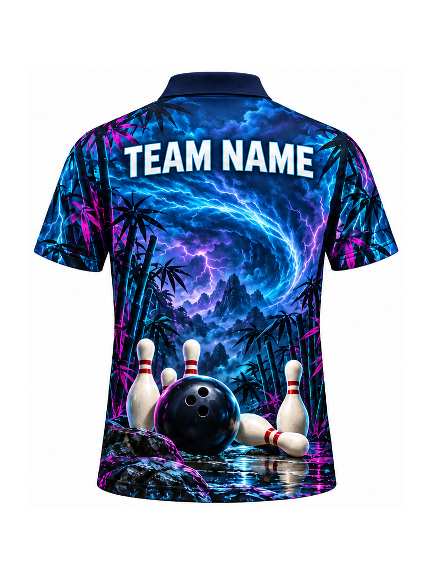 Blue Panda Tempest custom Bowling team shirt - back team name preview