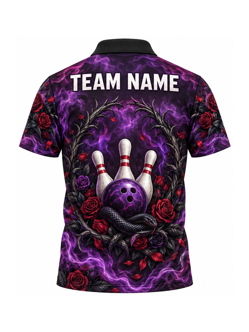 Amethyst Serpent Rose custom Bowling team shirt - back team name preview