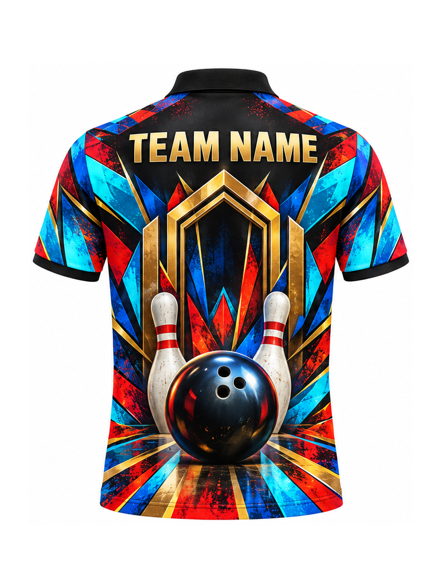 Crimson Bear Prism custom Bowling team shirt - back team name preview
