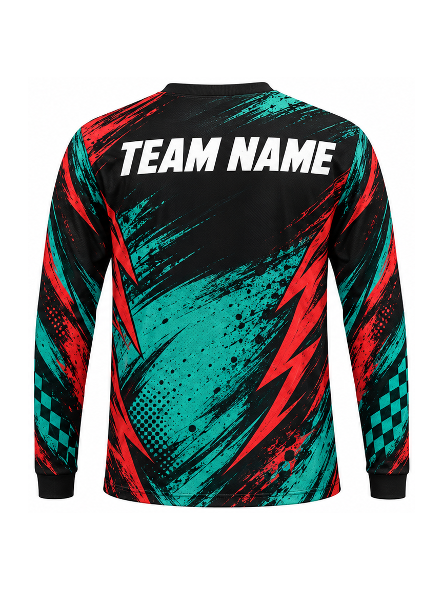 Scarlet Teal Shock custom motocross jersey - back view