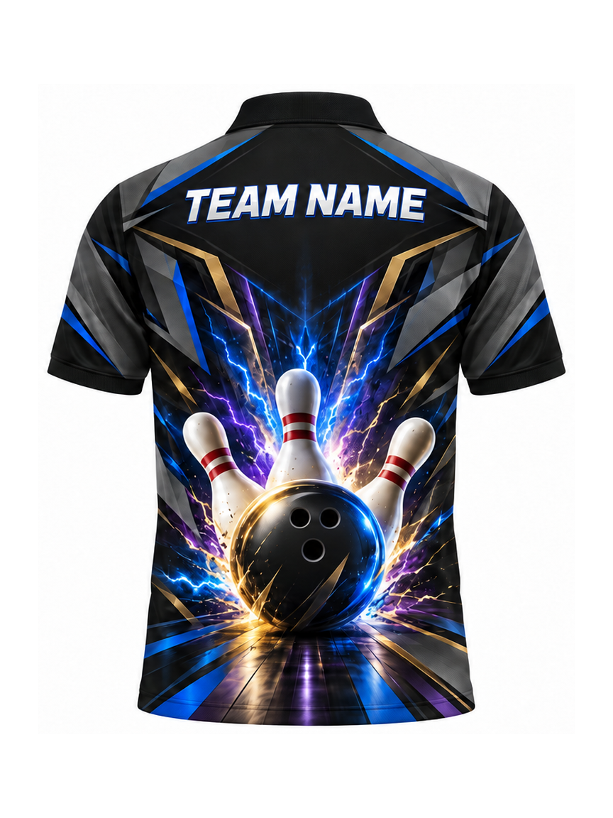 Graphite Thunder Facets custom Bowling team shirt - back team name preview