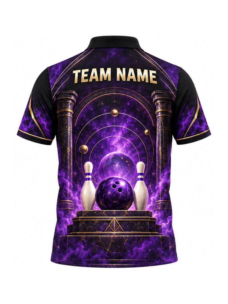 Amethyst Jackal Temple custom Bowling team shirt - back team name preview