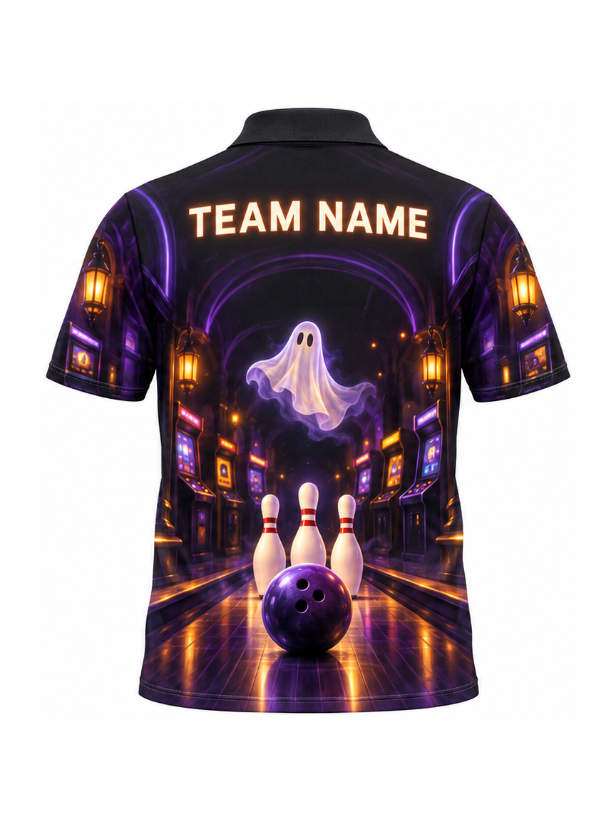 Moonlit Ghost Arcade custom Bowling team shirt - back team name preview