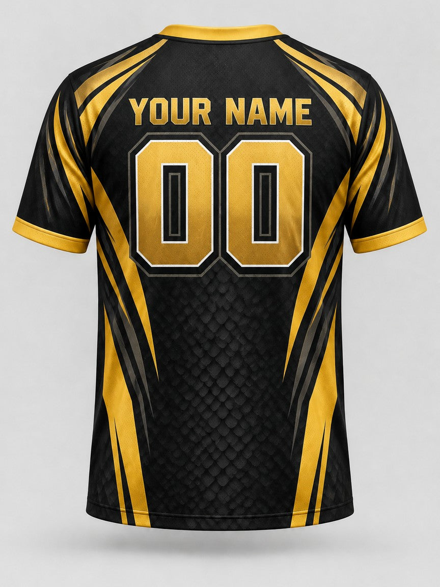 Black and Gold custom cornhole jersey - back view