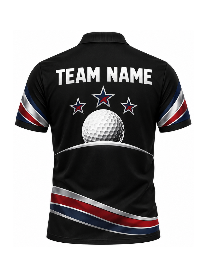 Silver Patriot Putt custom Golf team shirt - back team name preview