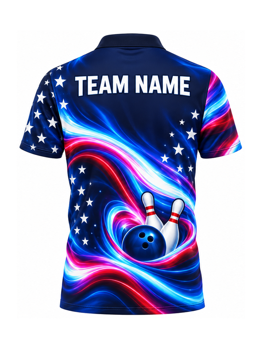 Starlit Silk Current custom Bowling team shirt - back team name preview