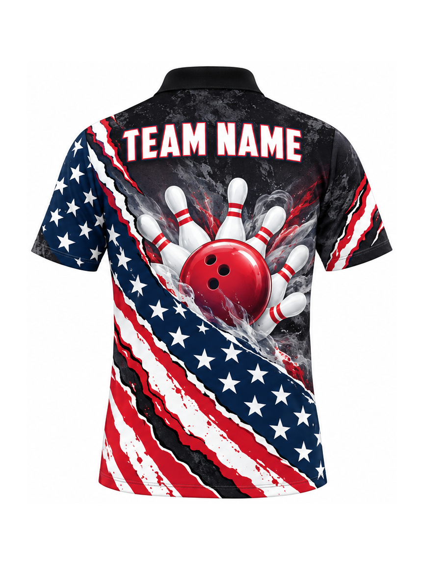 Heritage Torn Current custom Bowling team shirt - back team name preview