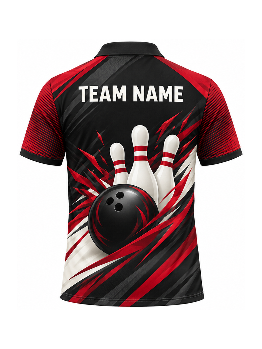 Crimson Velocity Weave custom Bowling team shirt - back team name preview
