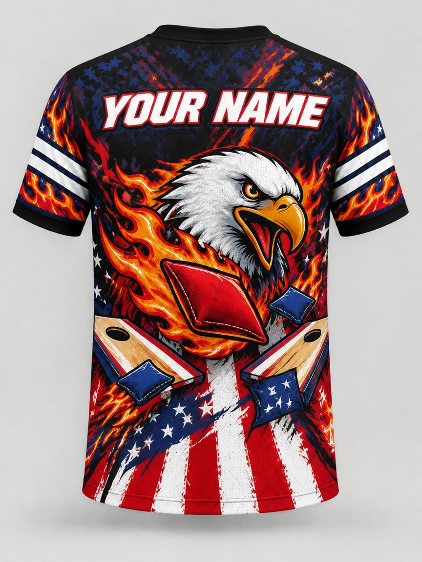 Flame Eagle custom cornhole jersey - back view