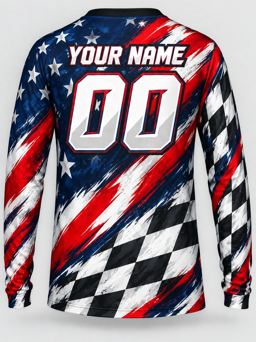 Freedom Checkered custom motocross jersey - back view