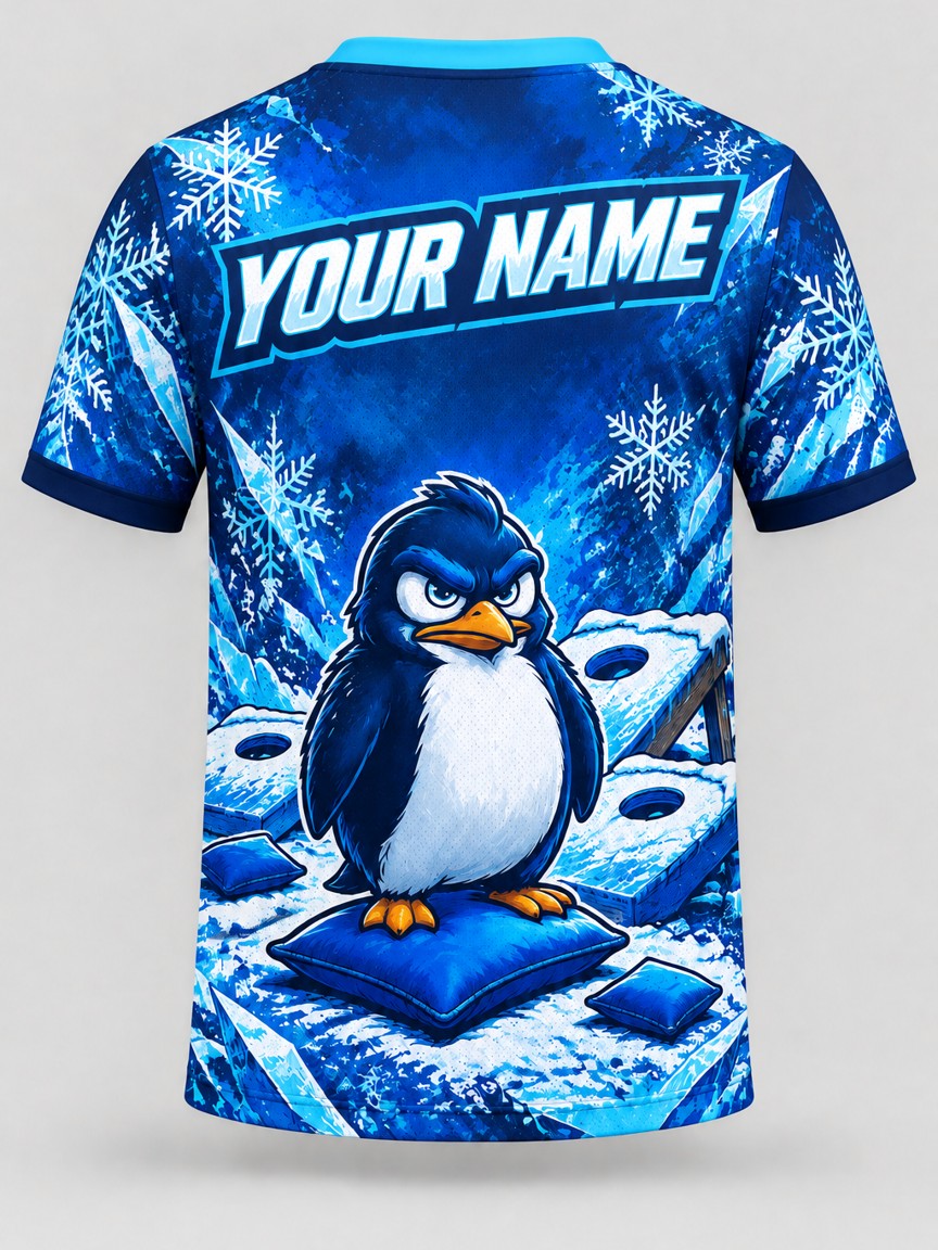 Frosty Penguin custom cornhole jersey - back view