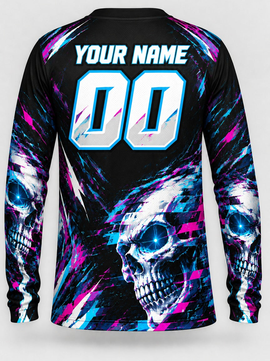 Glitch Skull custom motocross jersey - back view