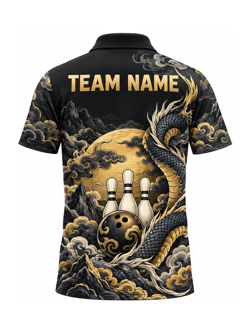 Obsidian Cloud Dragon custom Bowling team shirt - back team name preview