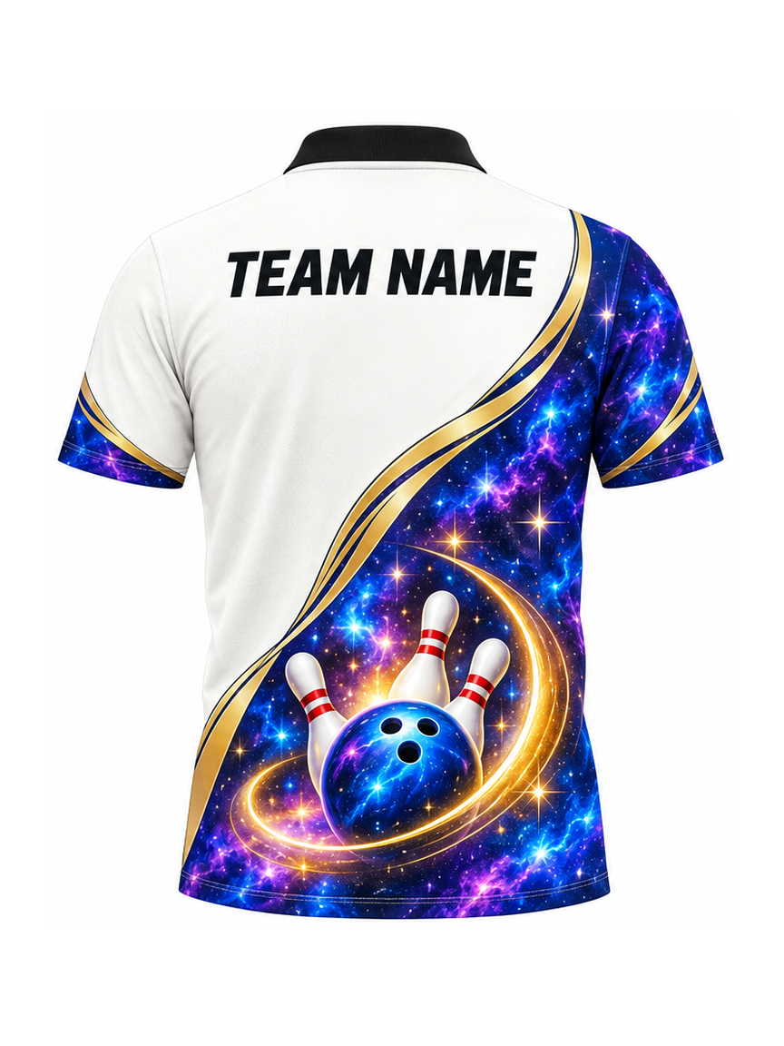 Ivory Galactic Goldflow custom Bowling team shirt - back team name preview